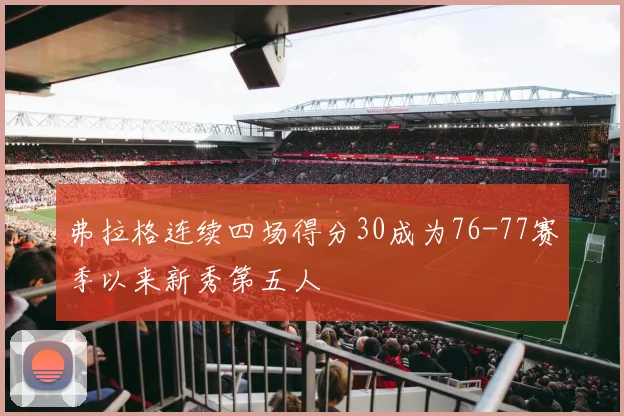 弗拉格连续四场得分30成为76-77赛季以来新秀第五人